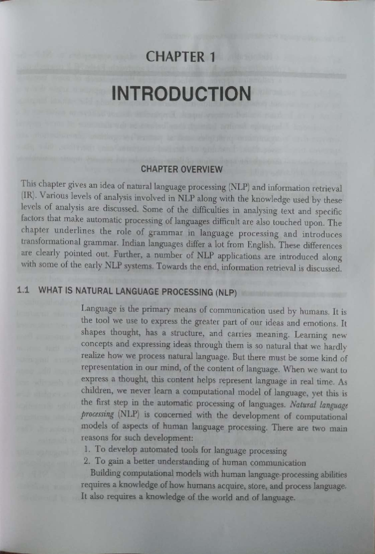 NLP 101: Chapter 1 Overview of Natural Language Processing and IR - Studocu