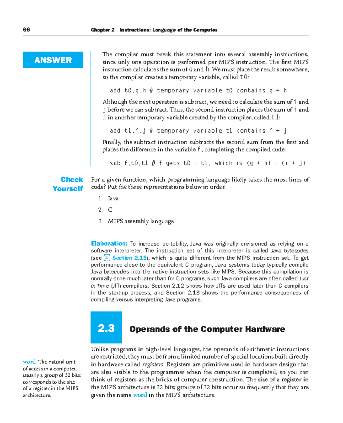 MIPS Architecture: Chapter 2 Instructions Overview (COD-2) - Studocu