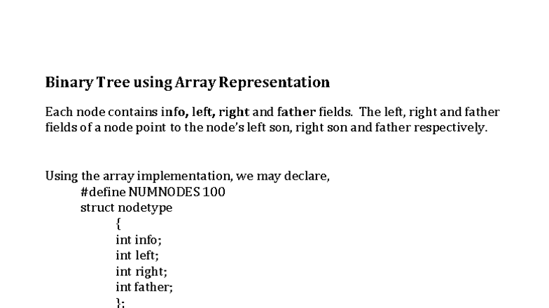 DS 3: Binary Tree Representations and Traversals Notes - Studocu