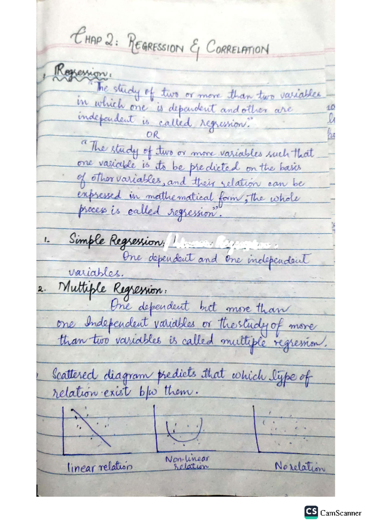 Regression and Correlation Lecture Notes (Course Code: STAT101) - Studocu