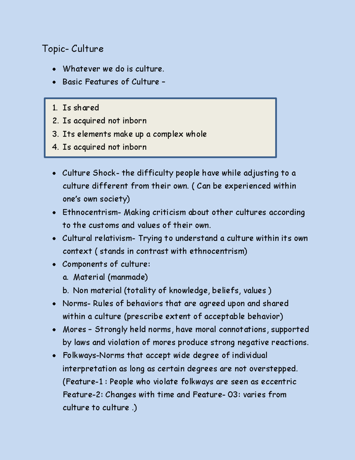 C - Understanding Culture: Key Features and Components - Studocu
