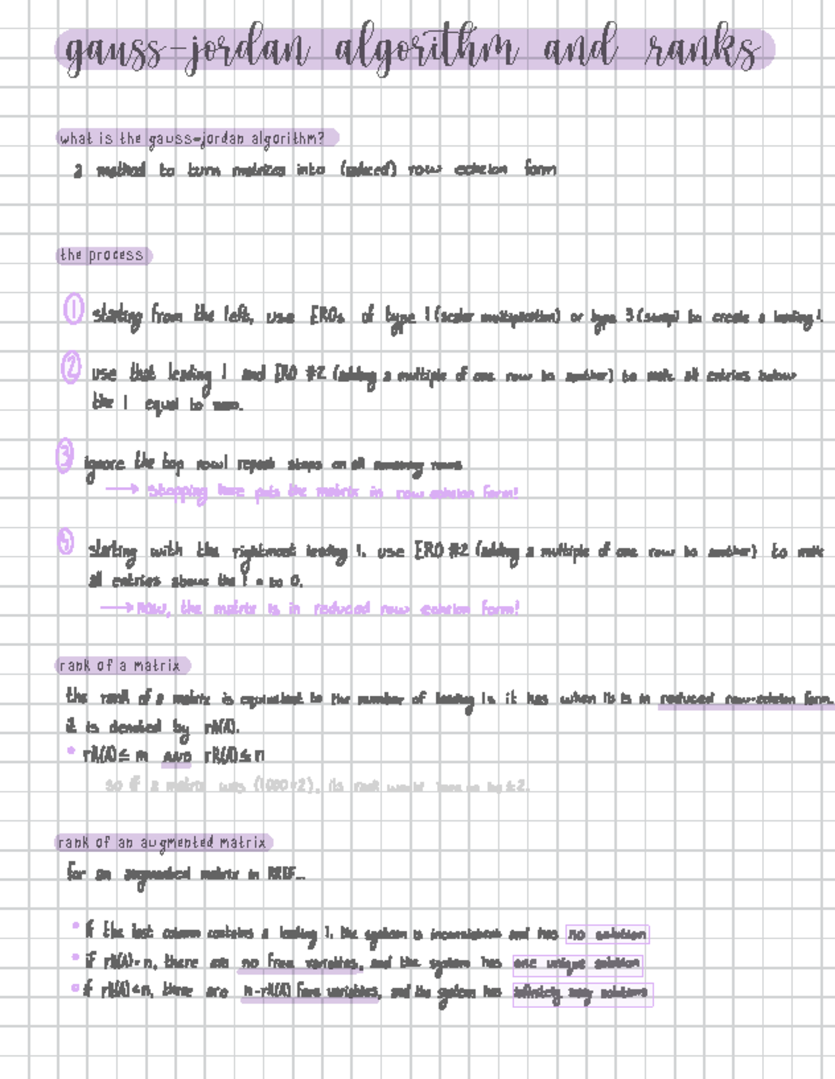 MATH 133 - how to do gauss-jordan algorithm - gau -jordan algorithm and ...