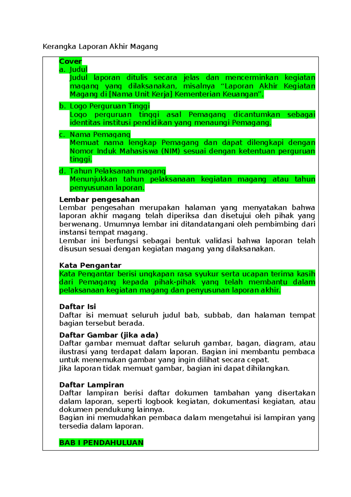 Template Laporan Akhir Magang (MAG 101) - Studocu