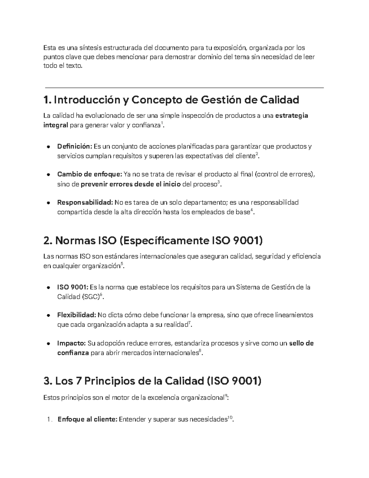 Síntesis de Gestión de Calidad para Exposición - ISO Normas - Studocu