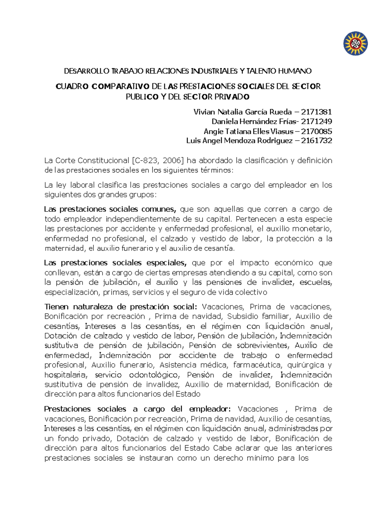 Cuadro Comparativo de Prestaciones Sociales: Sector Público vs. Privado - Document Preview