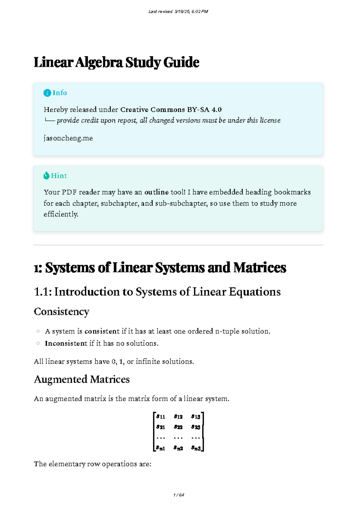 Linear Algebra Study Guide (LA101) - Comprehensive Review Notes - Studocu