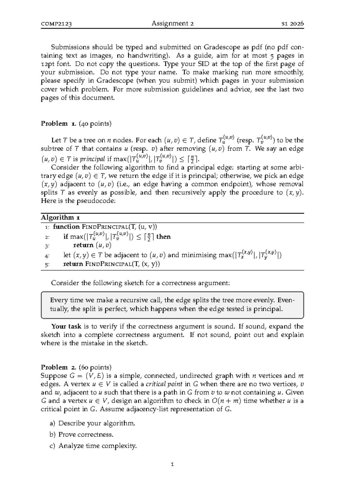 comp2123 Assignment 2 - Submission Guidelines and Problem Analysis ...