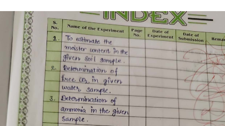 EVS Practical File (SEM 1): Experiments on Soil and Water Analysis ...