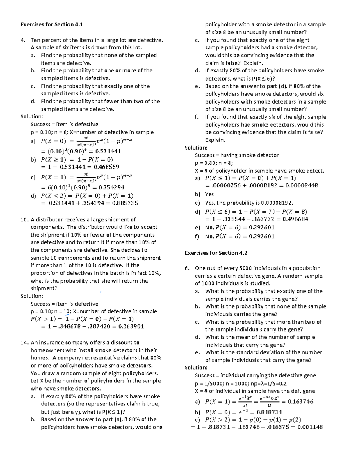 HW4 Solutions: Probabilities and Statistics Exercises - Studocu