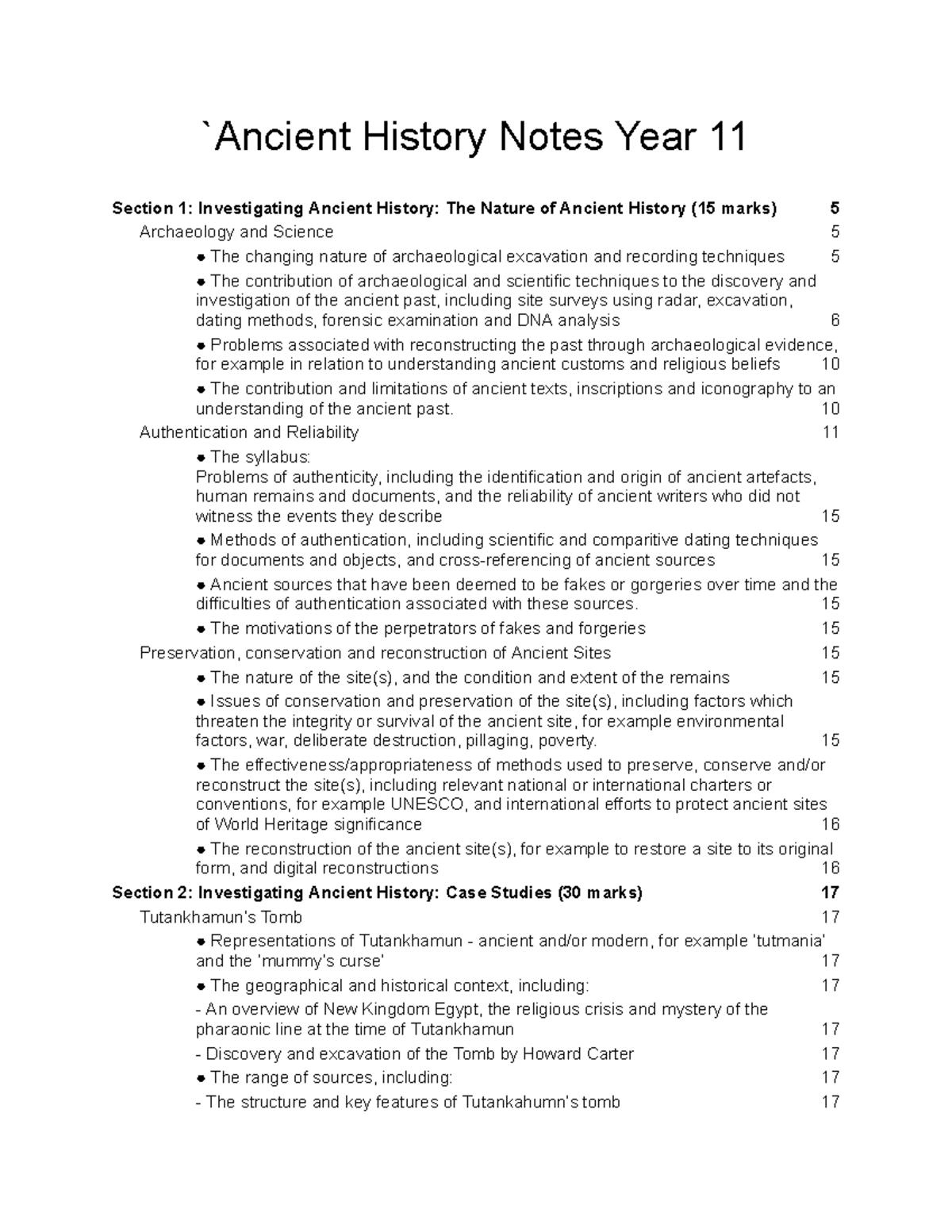 Ancient History - Notes - `Ancient History Notes Year 11 Section 1 ...