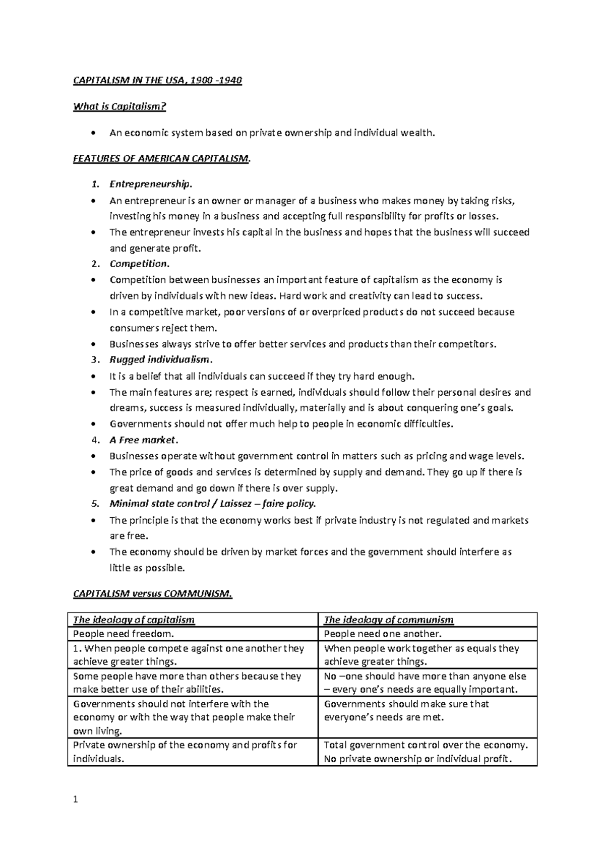 Capitalism in the USA: Features, Flaws, and the 1920s Impact - Gr 11 ...