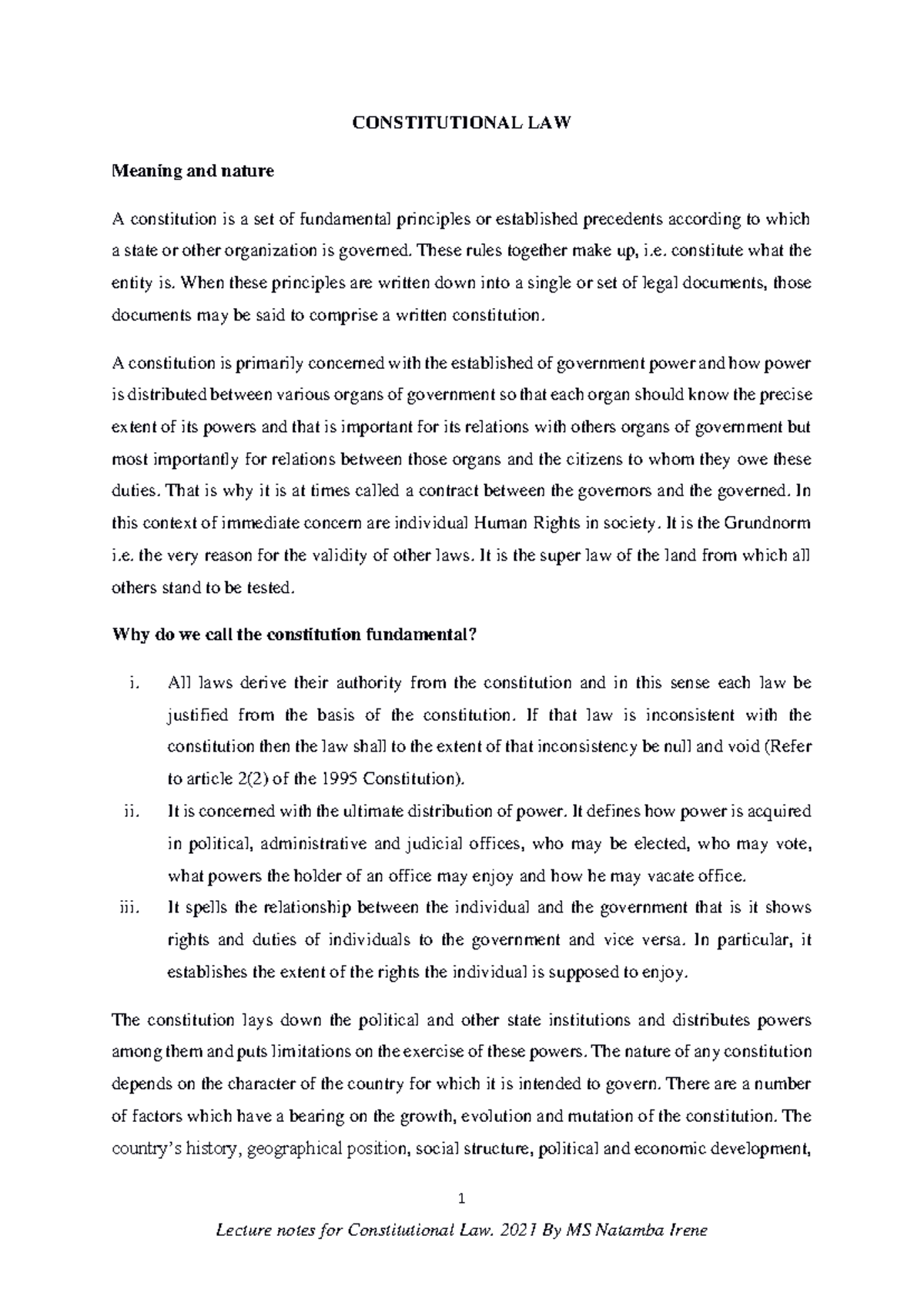 Constitutional Law Notes (Constitutional Law 101) - Studocu