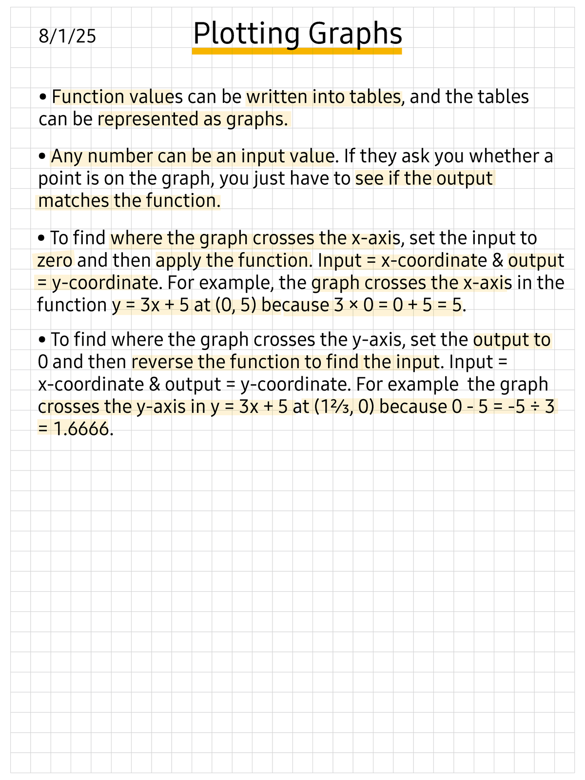 Plotting Graphs: Understanding Function Values and Intersections - Studocu