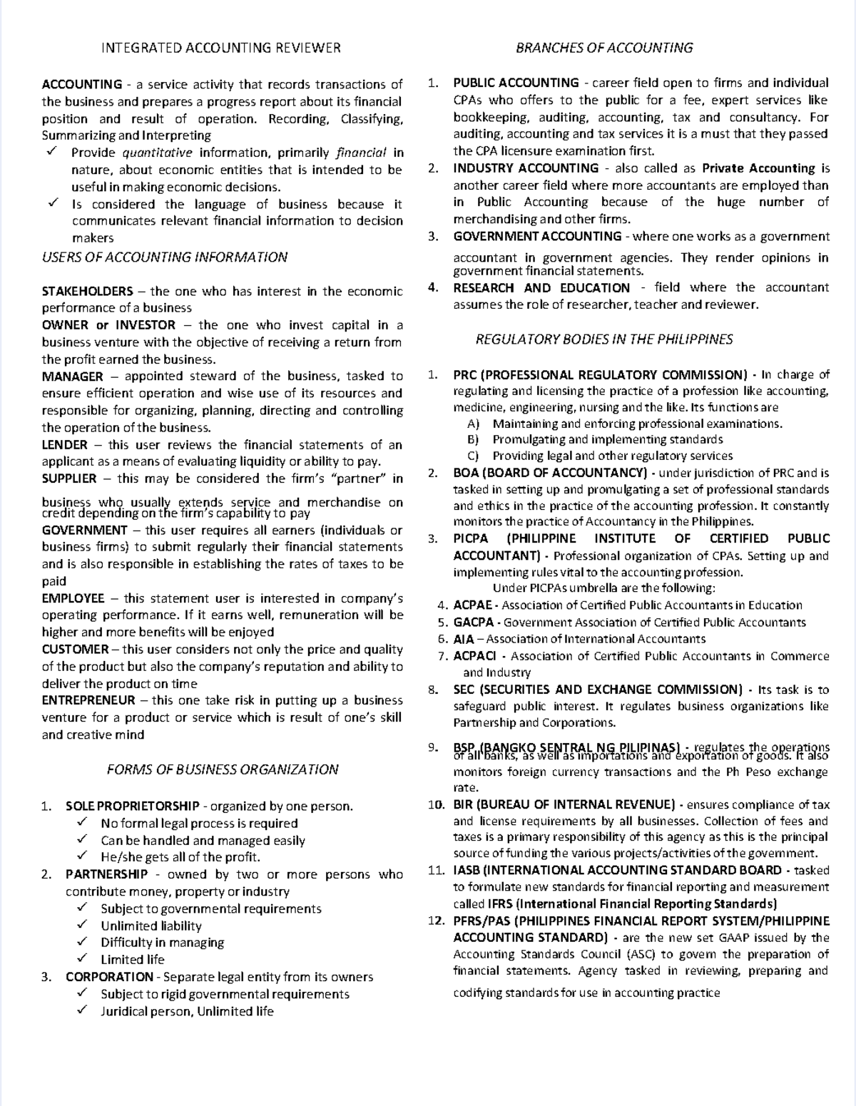 Integrated Accounting for Business 1: Comprehensive Reviewer Guide ...