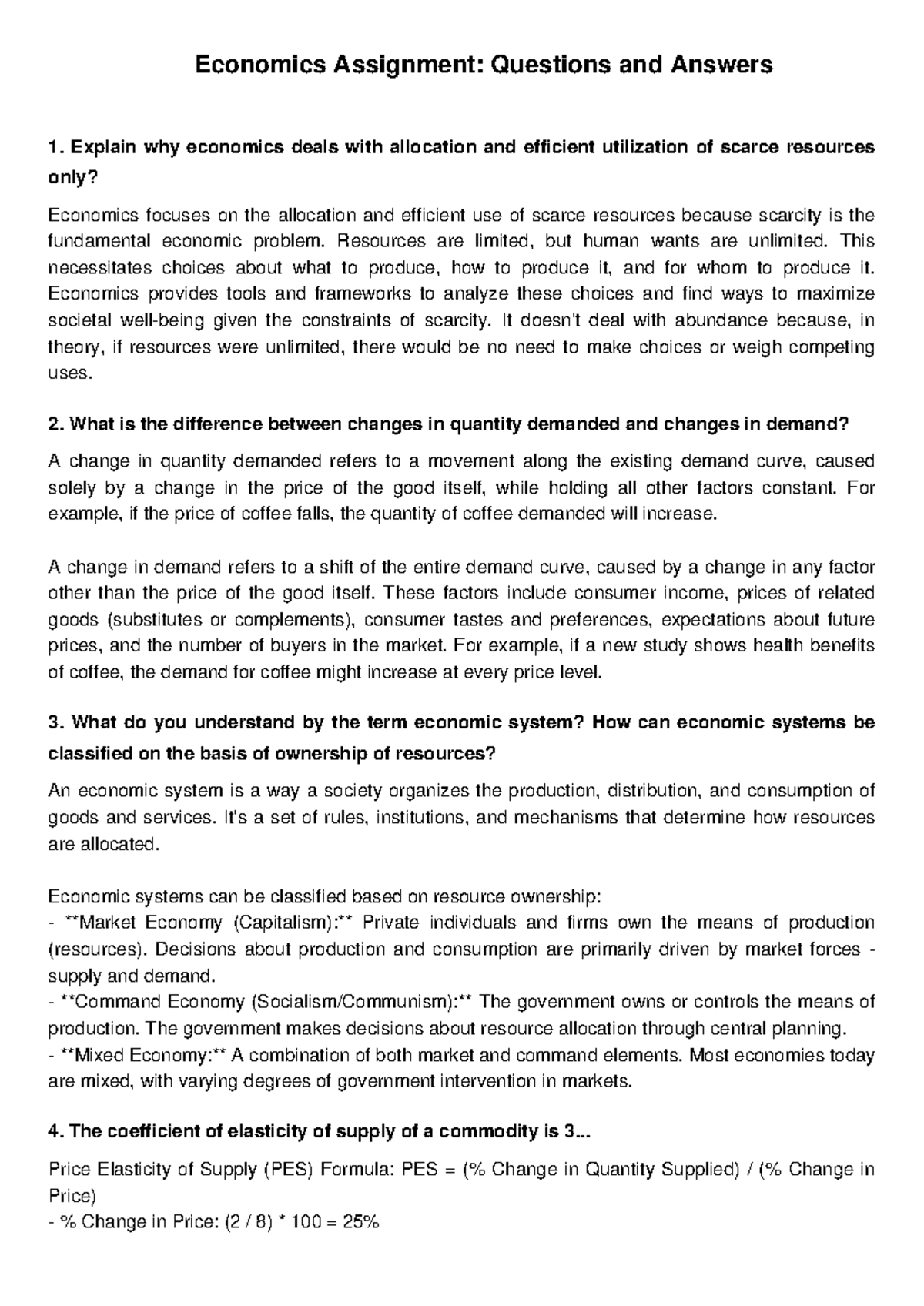 Economics Assignment - This is the short note - Economics Assignment ...