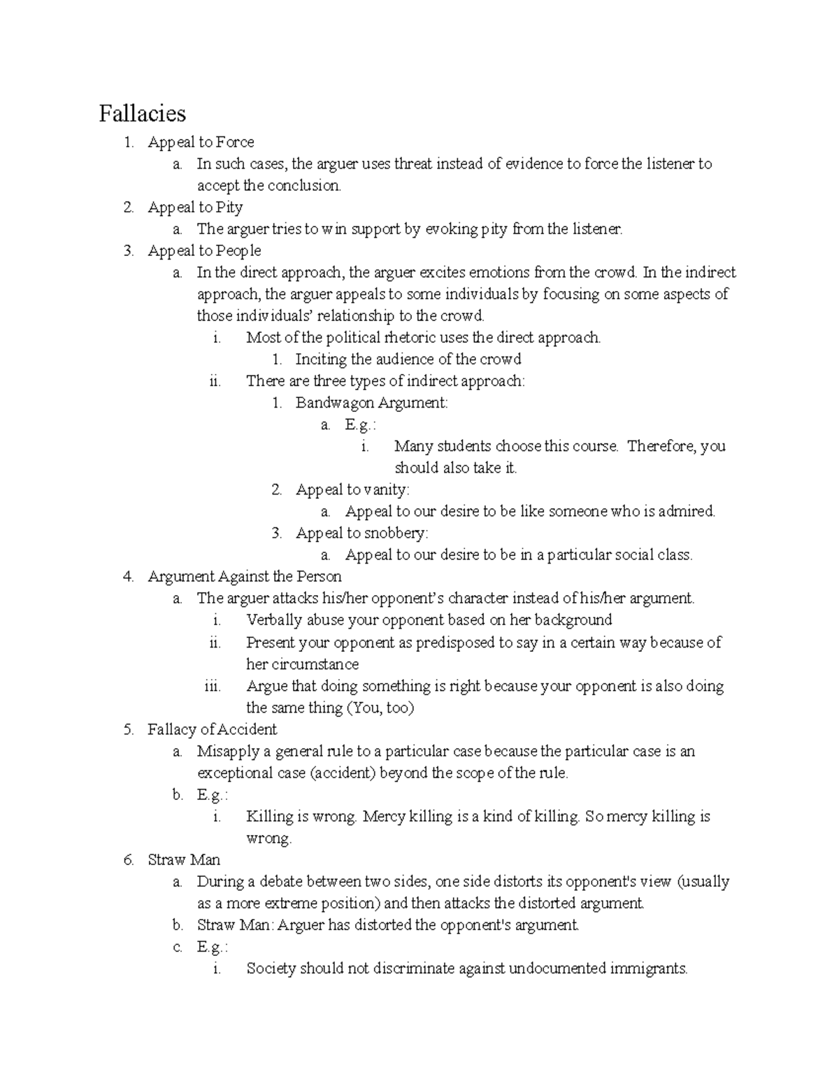 Critical Thinking: Key Fallacies Explained - Chapter 5 Notes - Studocu