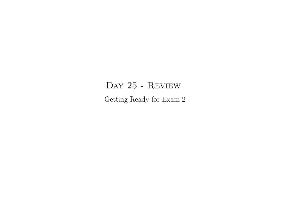 Day 25 Review for Exam 2 - Calculus 2 Volume & Work Integrals - Studocu