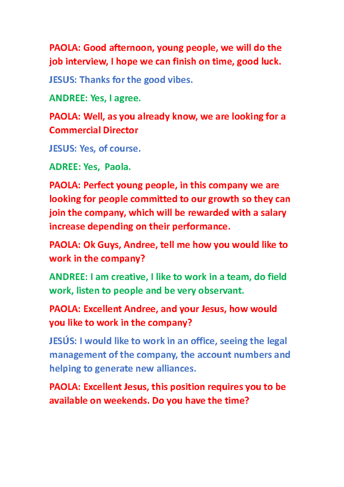Job Interview Script in English - S.4 - Studocu