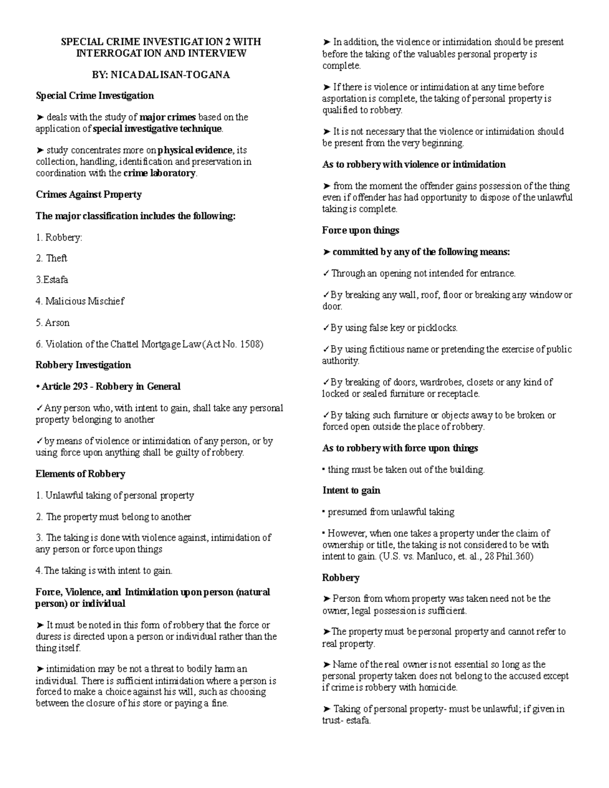 CDI-3-Notes - Special Crime Investigation Lecture Summary - Studocu