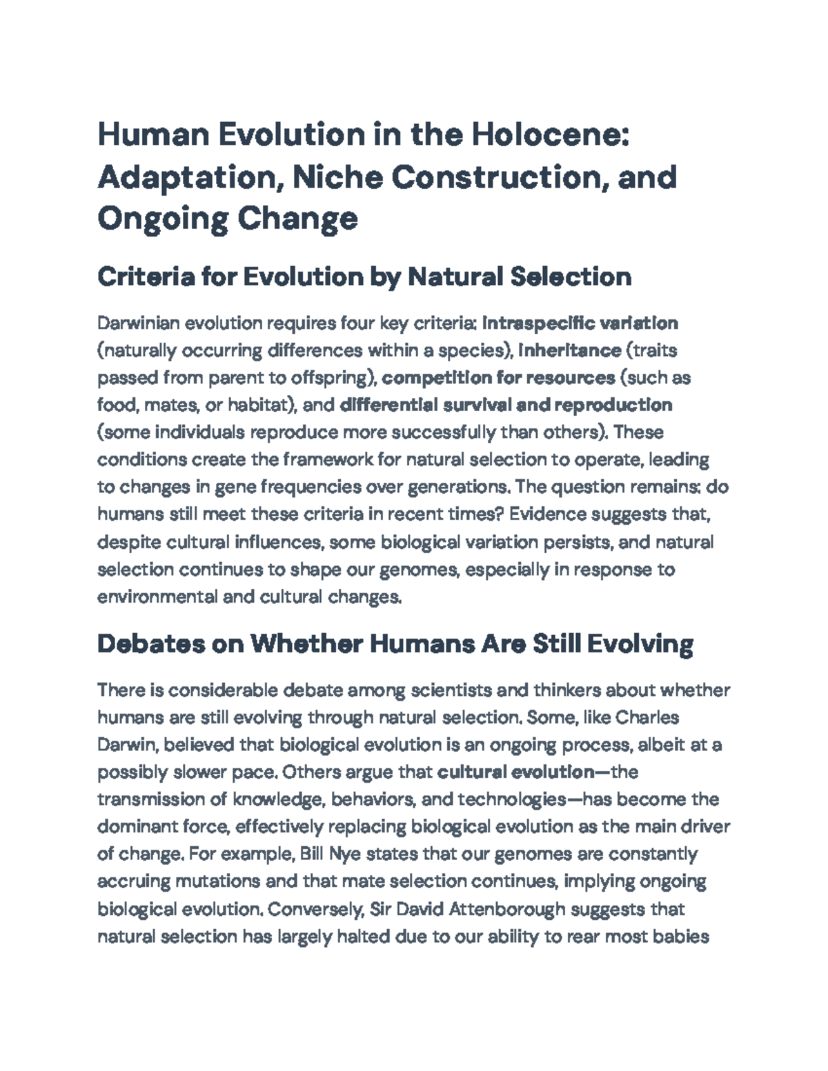 Human Evolution in the Anthropocene: Adaptation, Cultural Influence ...