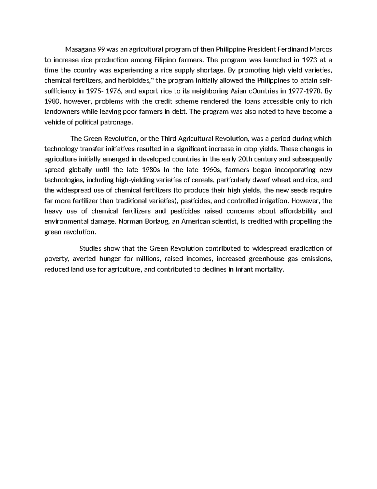 Masagana 99: An Overview of the Green Revolution in the Philippines ...