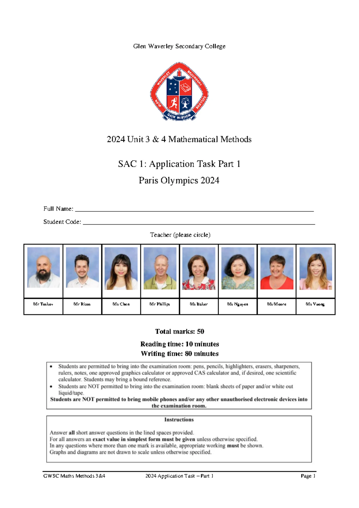2022 Unit 3 4 Mathematical Methods SAC 2 - Problem Solving Solutions ...