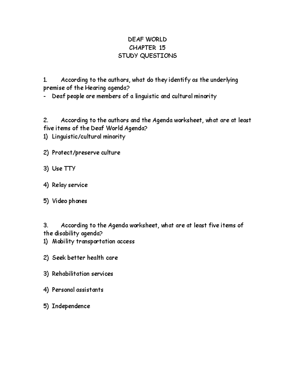 2020 DW Final Exam Study Questions for Chapter 15: DEAF World - Studocu