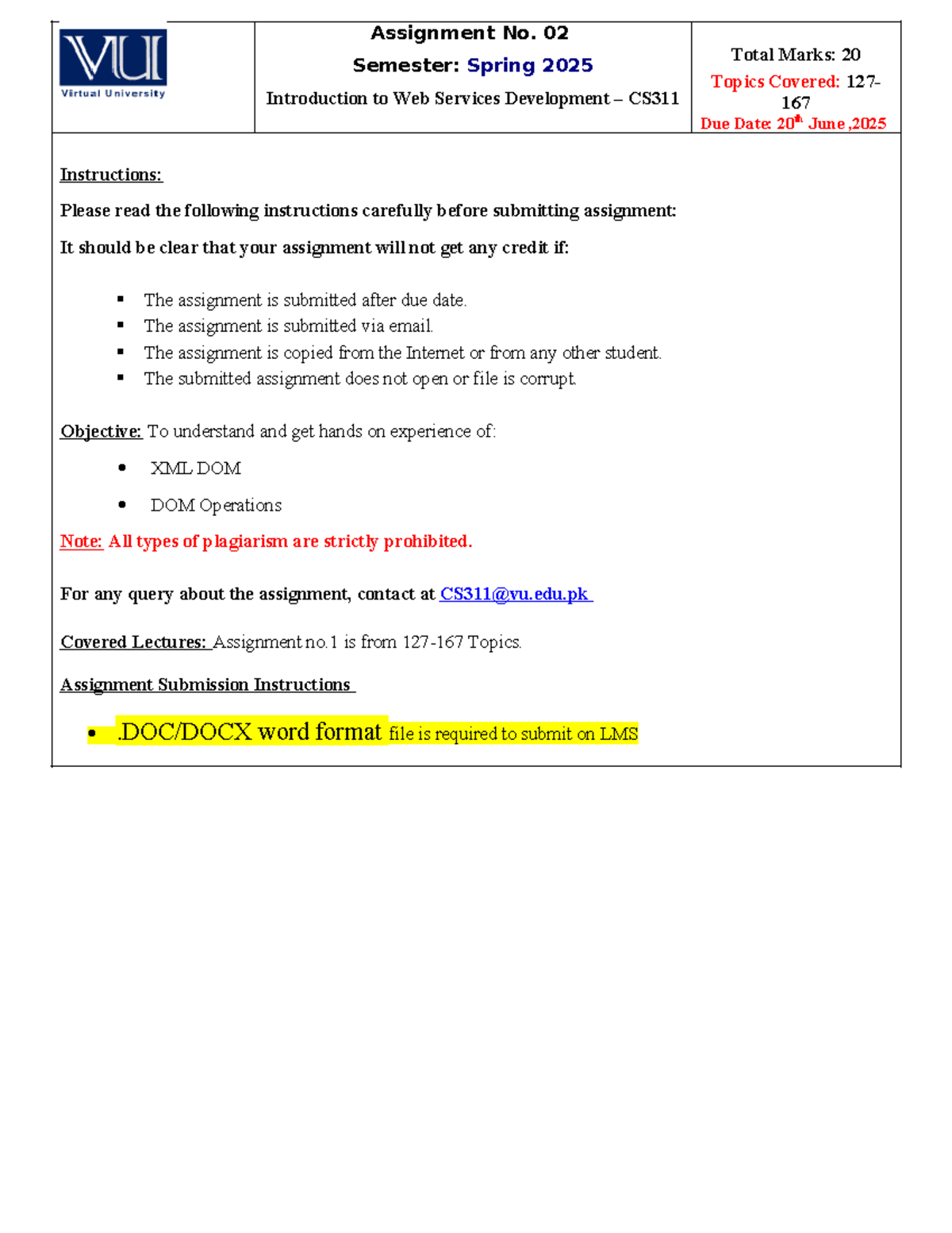CS311 Assignment 02: Web Services Development - Spring 2025 - Studocu