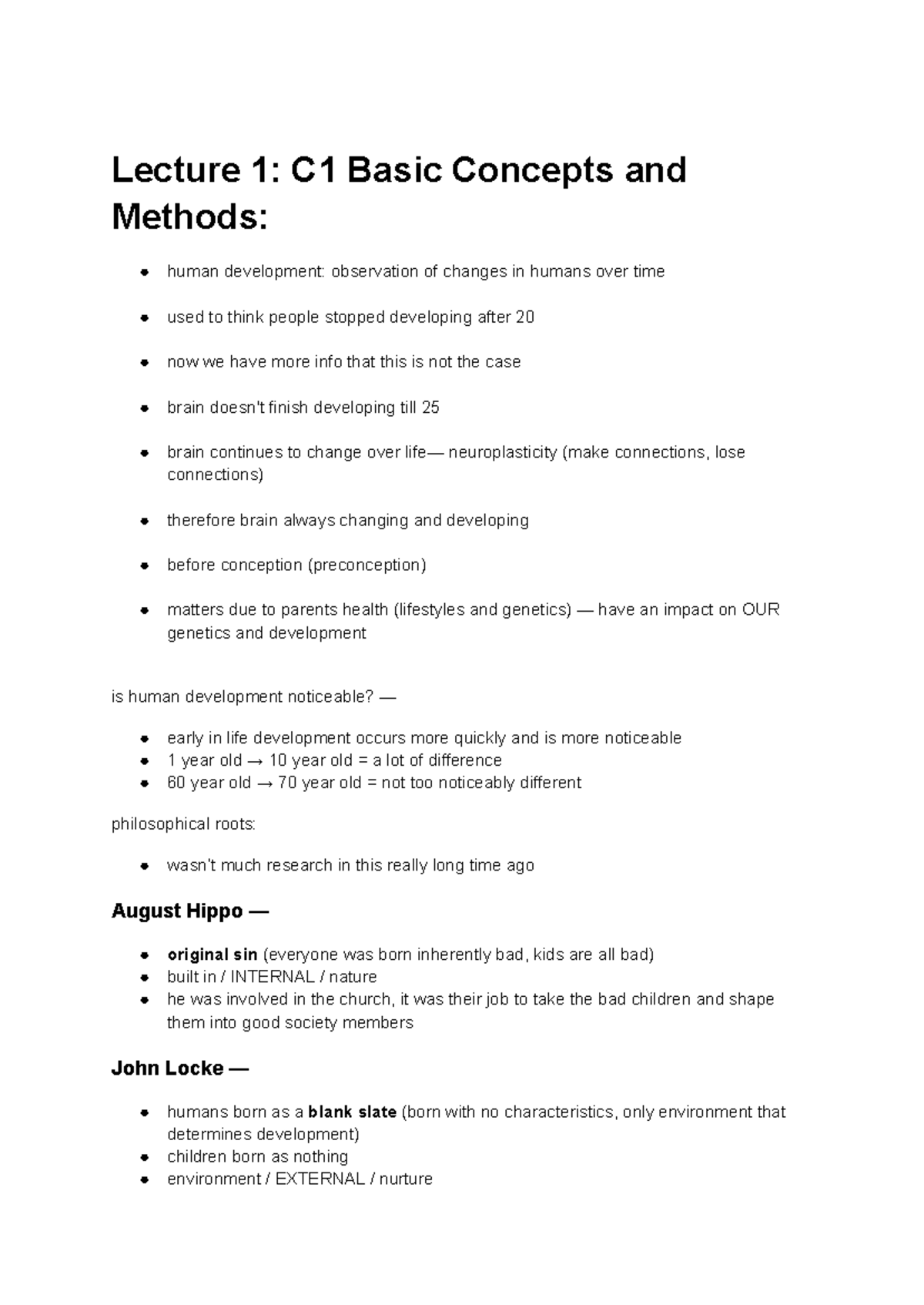 Growth and Development 3347 B: Lecture Notes on Key Concepts and ...