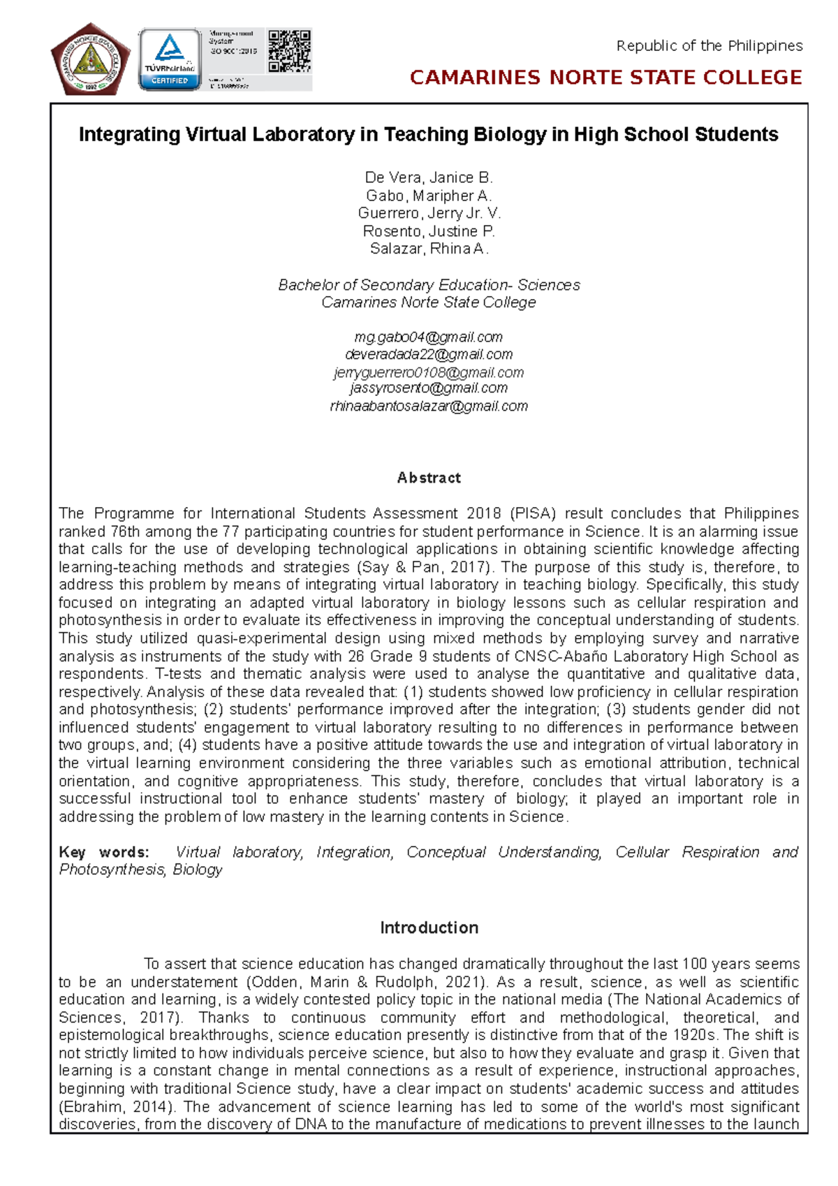 Integrating Virtual Labs for Enhanced Biology Learning in High School ...