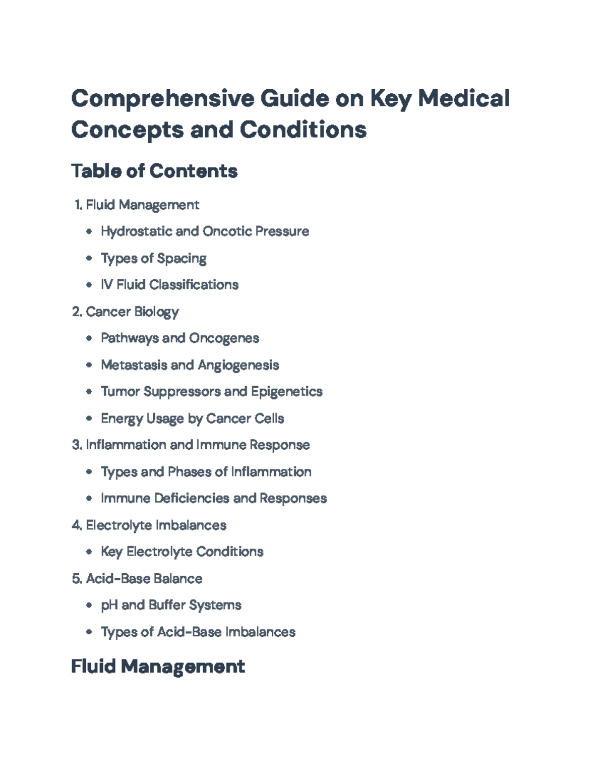 Comprehensive Medical Concepts Overview: Fluid, Cancer, Immunity ...