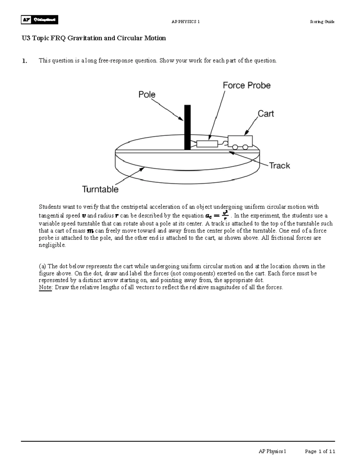 AP PHYSICS 1 Scoring Guide: Unit 8 Progress Check FRQ 2 Analysis - Studocu