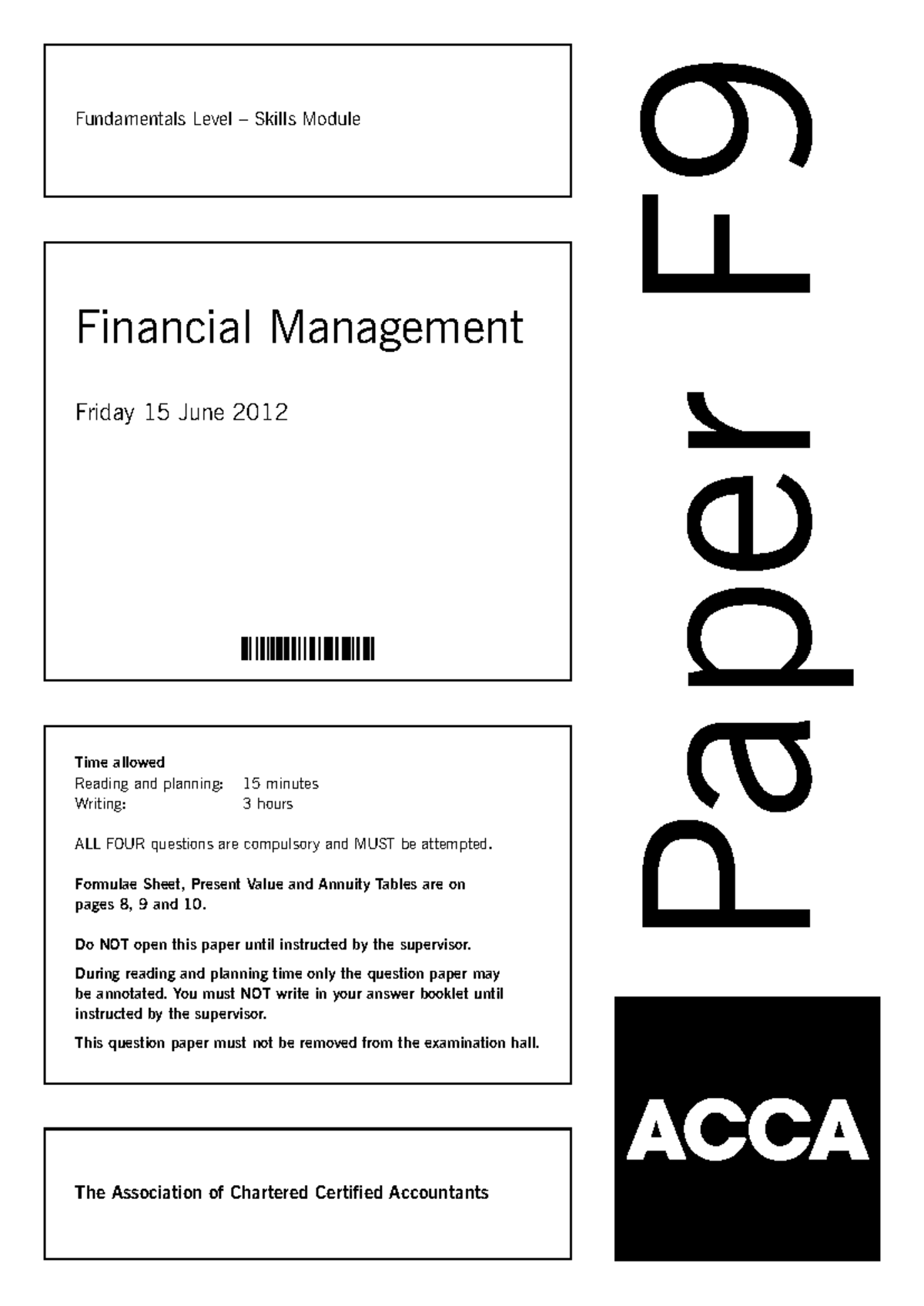 FM 2012 Final Exam Questions and Financial Analysis - Studocu