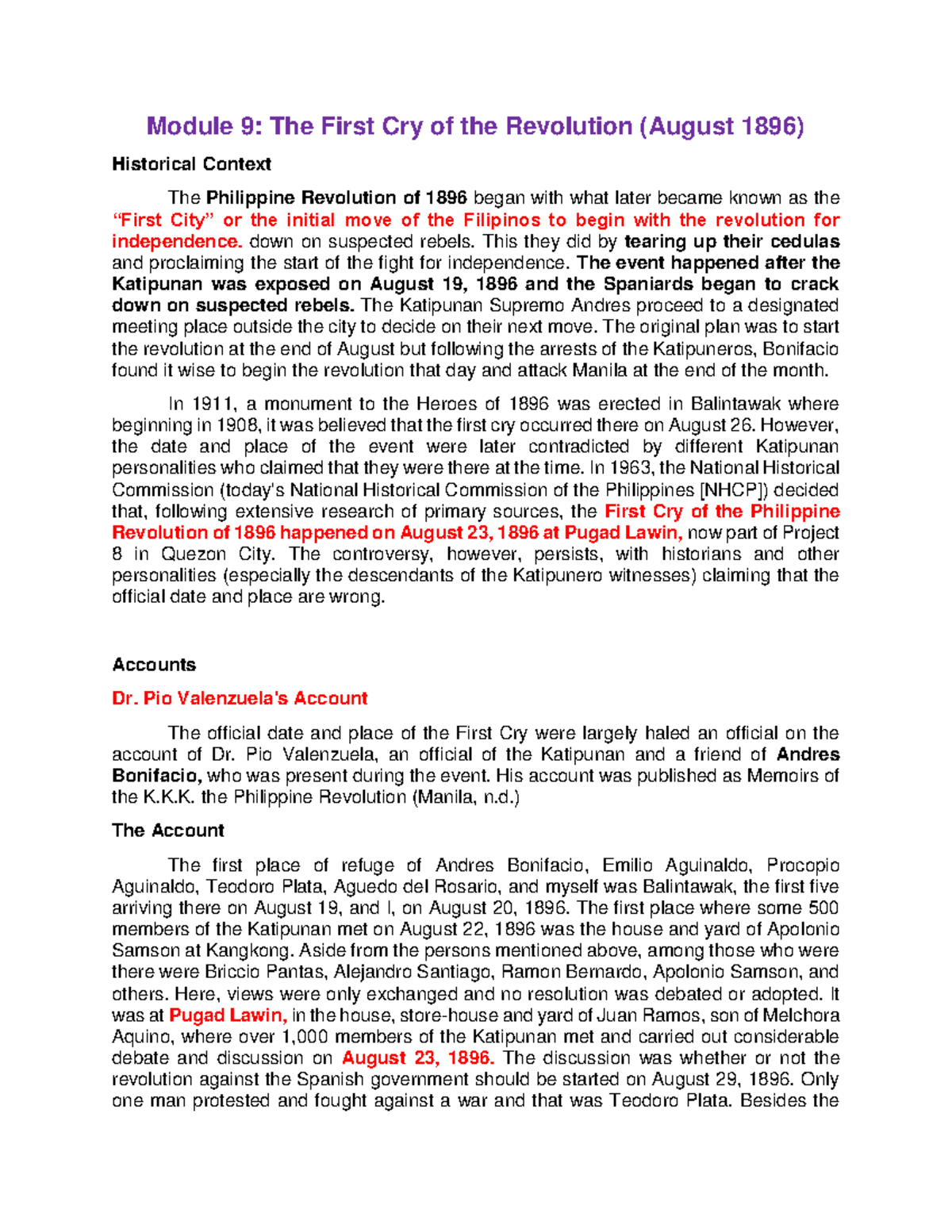 Finals Reviewer: The Philippine Revolution's Initial Cry and Tejeros ...