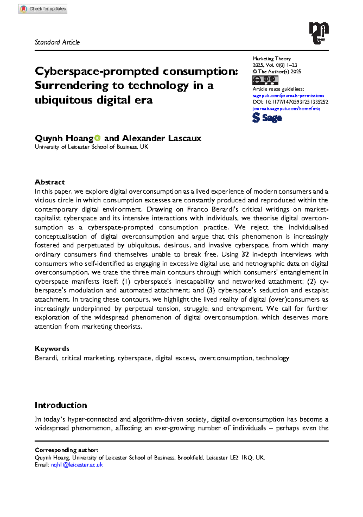 Digital Overconsumption: Cyberspace's Grip on Modern Consumers (MKT ...