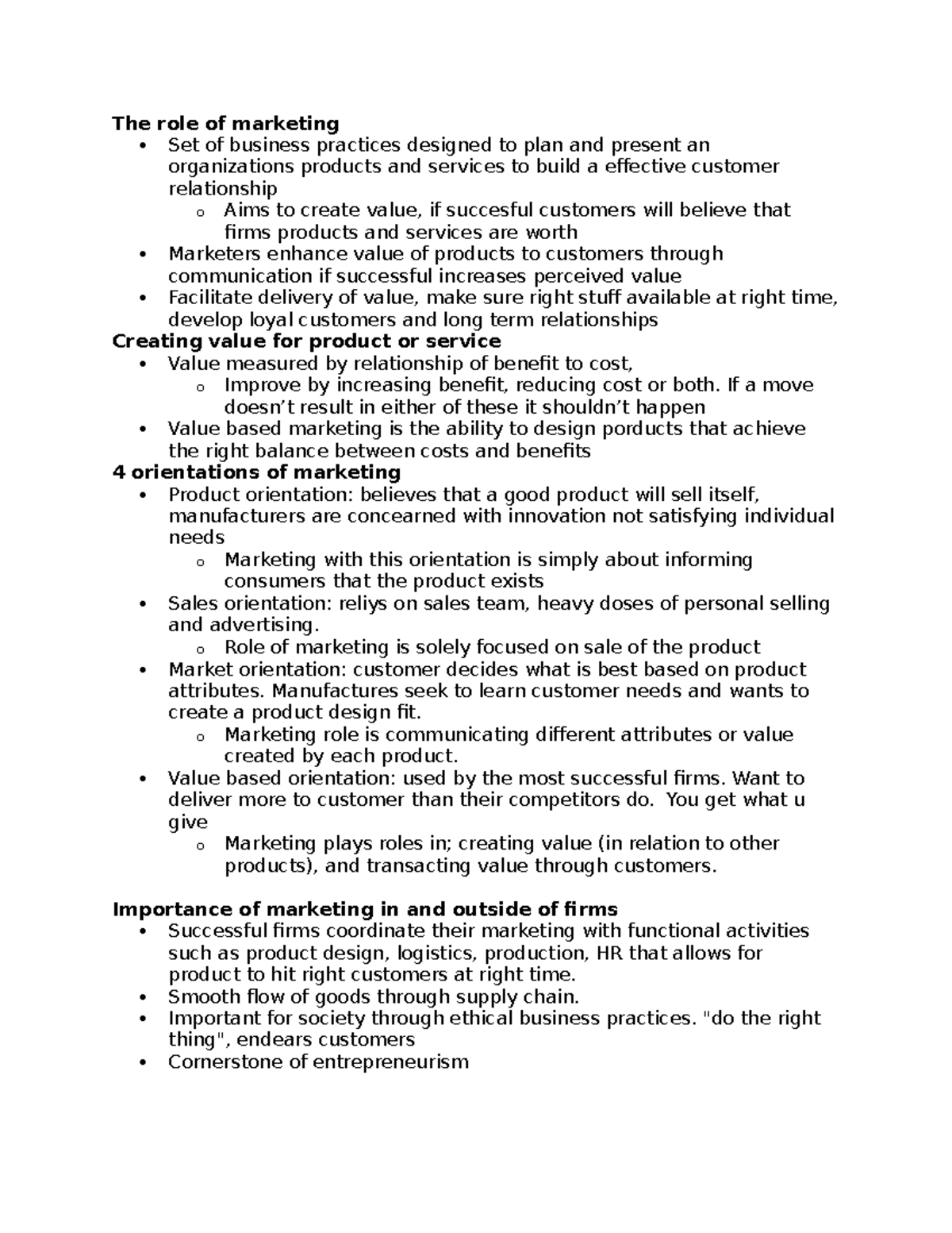 Marketing Fundamentals - Chapter 1 Notes for Course Code MKT101 - Studocu
