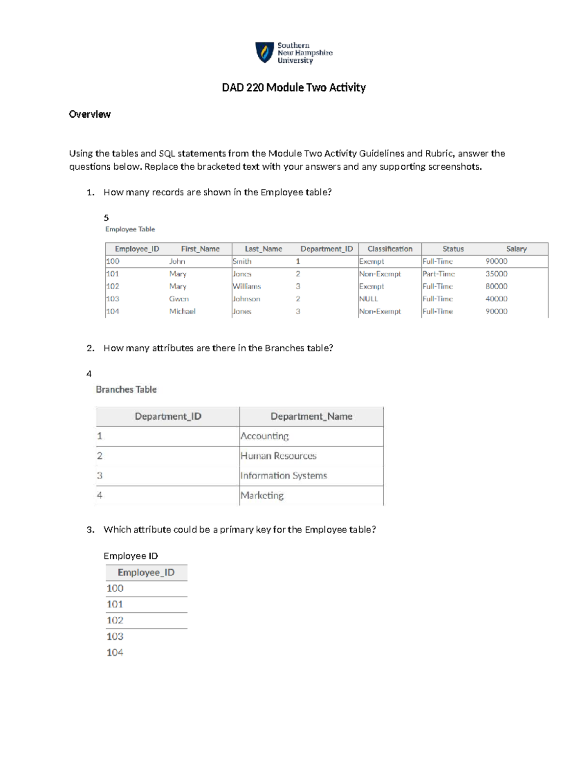 DAD 220 Module Two Activity Overview and Answers - Studocu