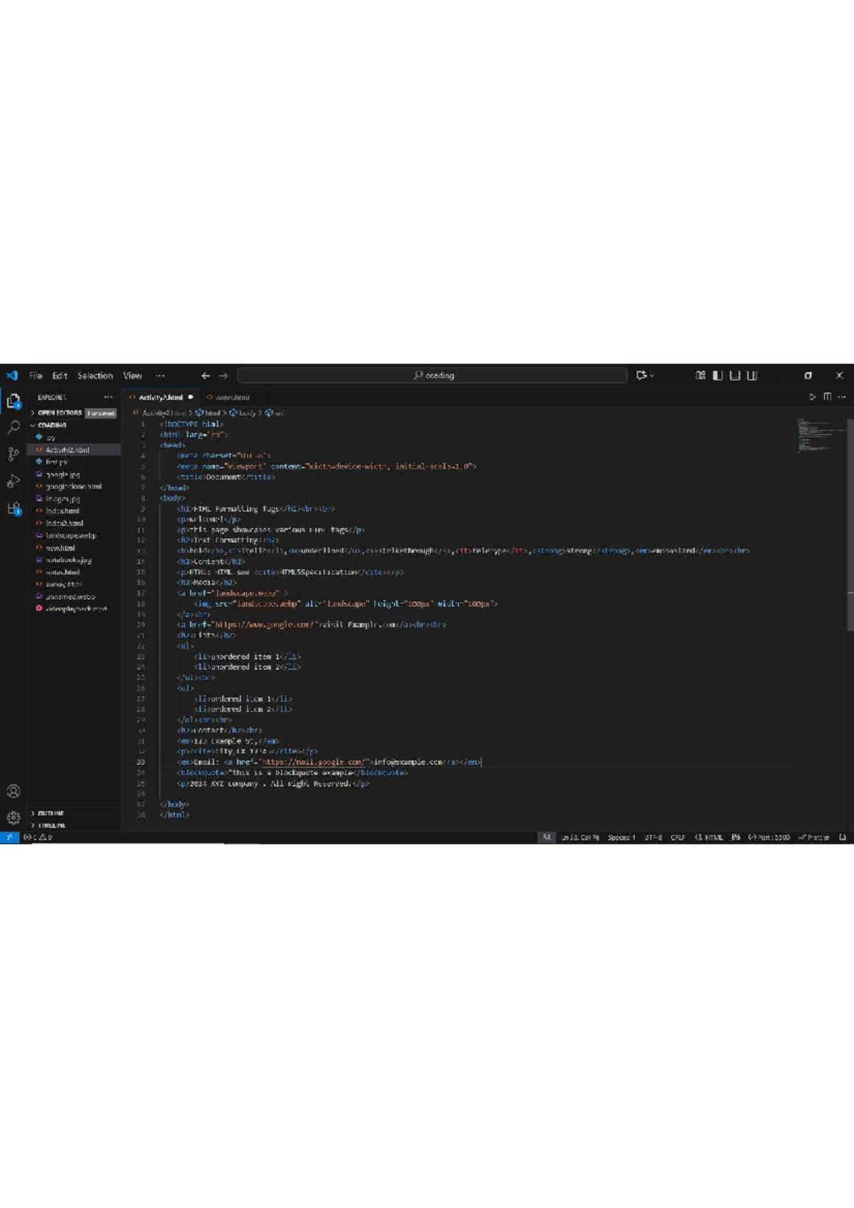 HTML Formatting Tags Overview and Examples for Activity 2 - Studocu