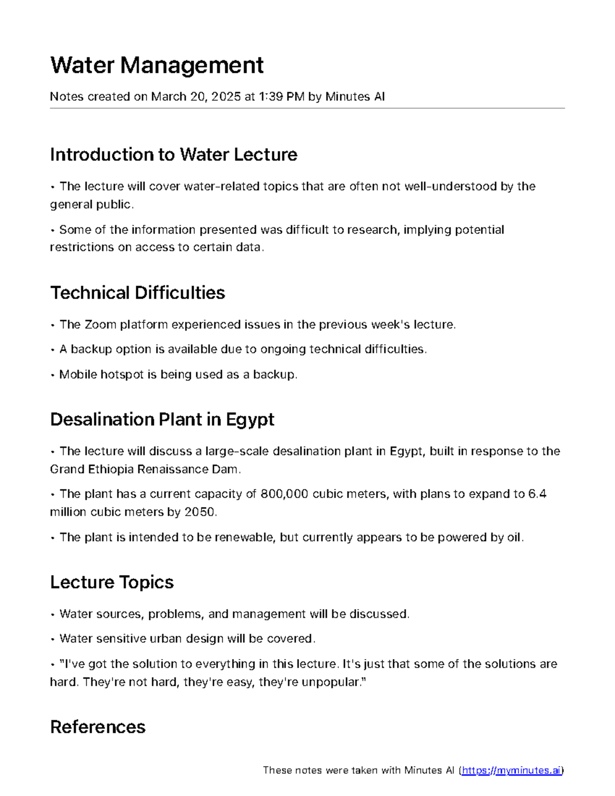 Water Management - lecture notes - Water Management Notes created on ...