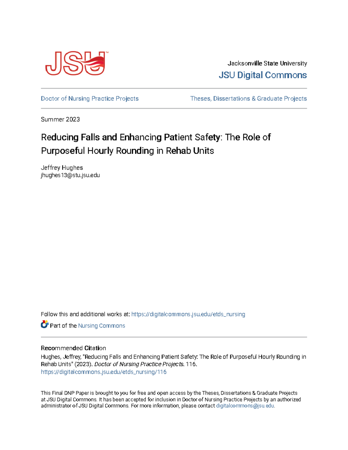 DNP Project: Reducing Falls & Enhancing Patient Safety in Rehab Units ...
