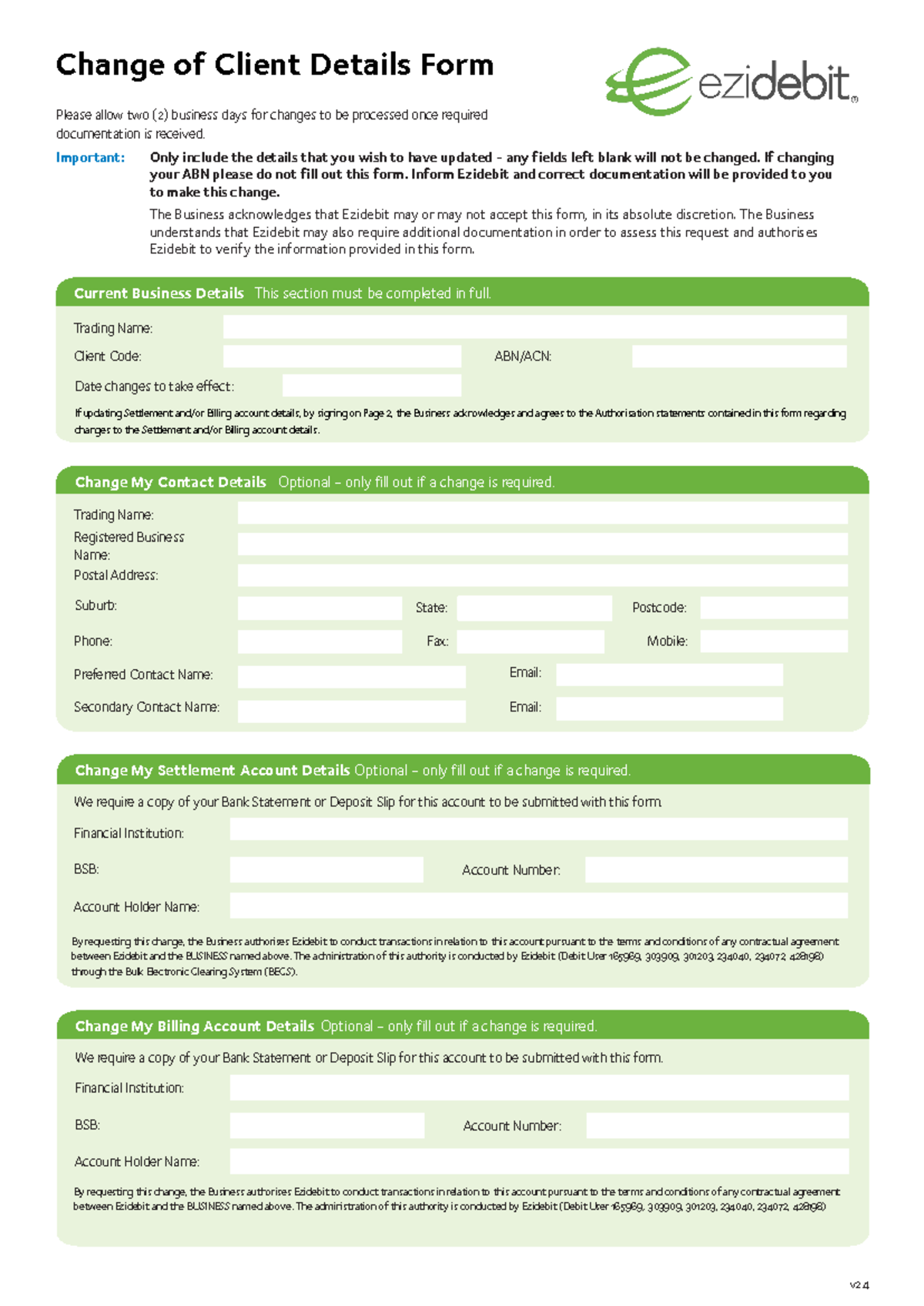 Change of Details v2 - Change of Client Details Form Change My Contact ...