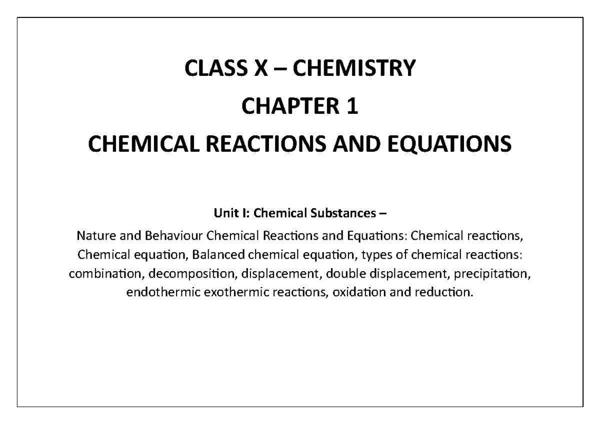 Chem1x - pdf - Chemistry SL - CLASS X – CHEMISTRY CHAPTER 1 CHEMICAL ...