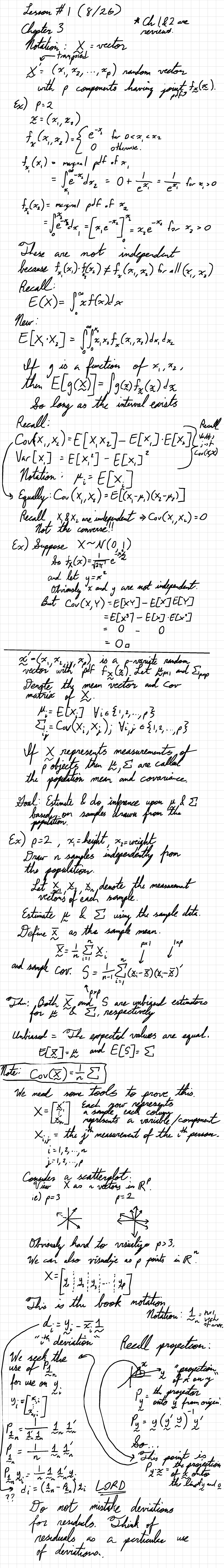 Lesson 1: Chapter 3 Review on Random Vectors and Covariance - Studocu