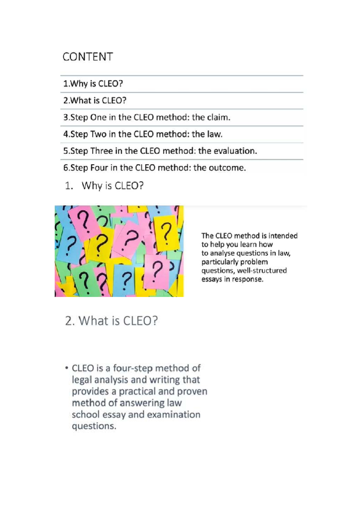 LGR - Understanding the CLEO Method for Legal Analysis - Studocu