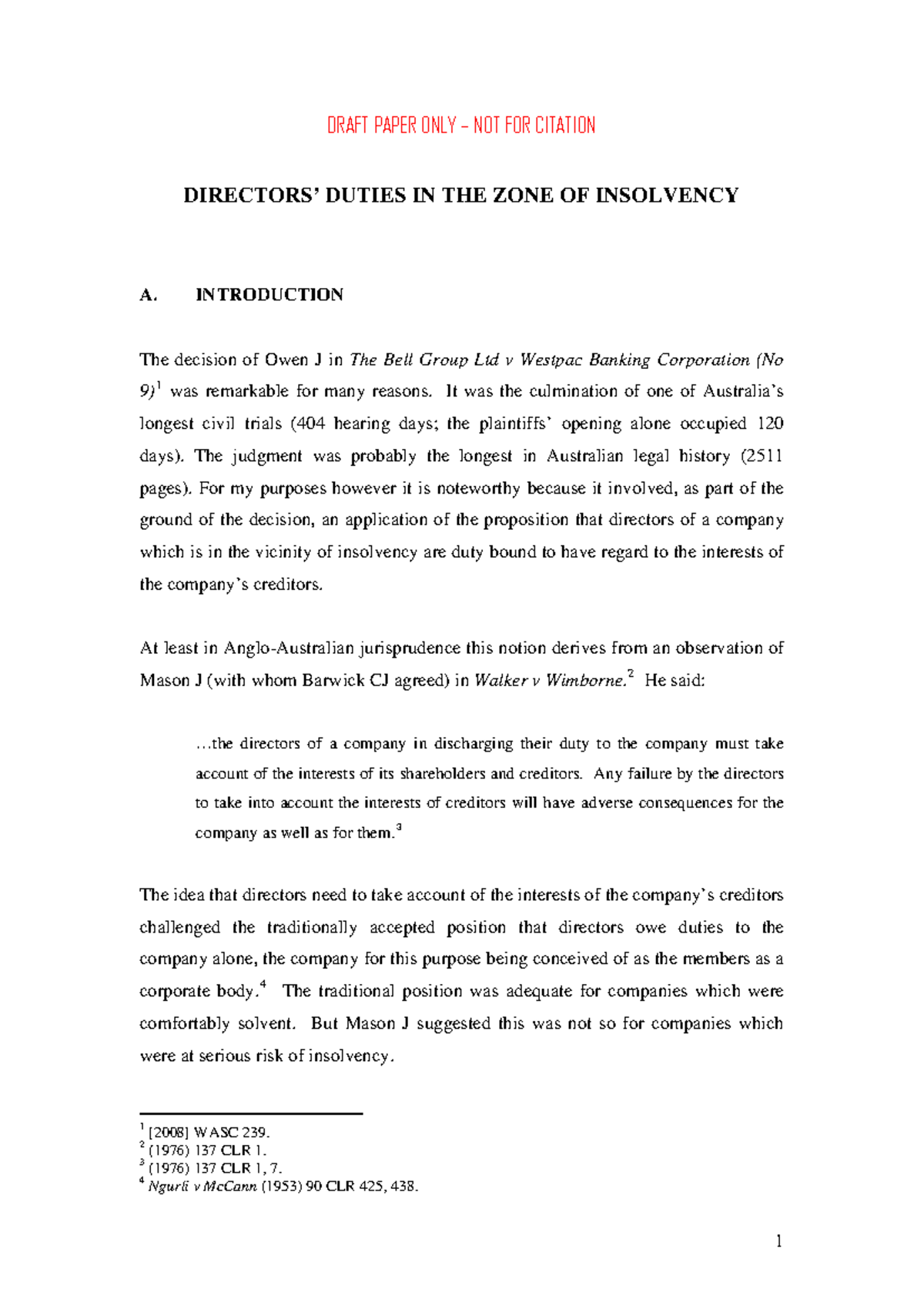 QLD paper 11 Jun 2009 - Example - DRAFT PAPER ONLY – NOT FOR CITATION ...