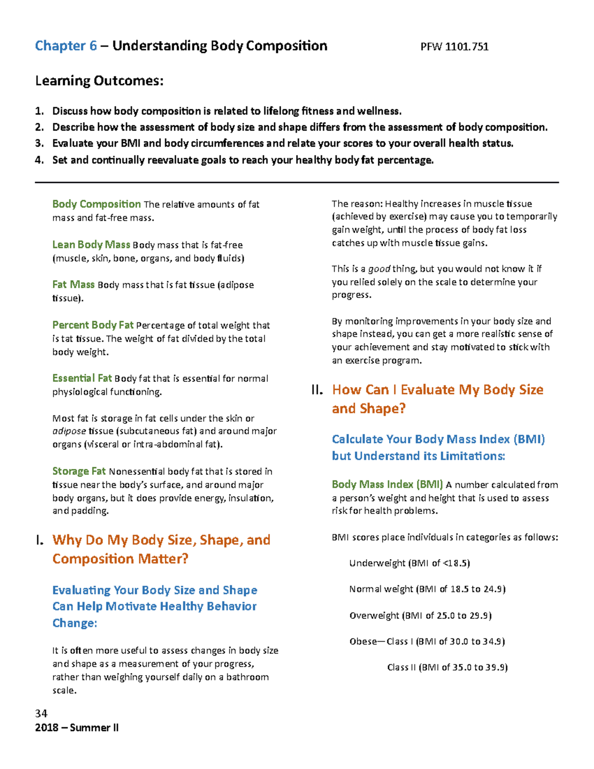 Chapter 6 - Understanding Body Composition - 2. 3. 4. Discuss how body ...