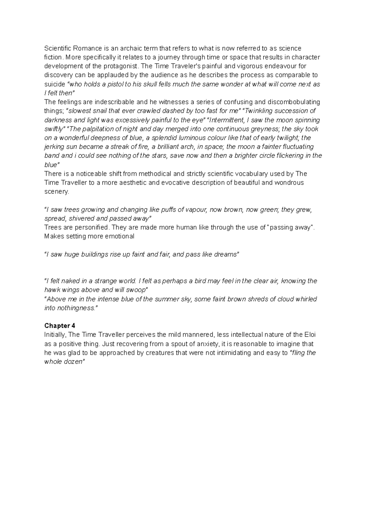 English Ext - Study Notes on The Time Machine Analysis - Studocu