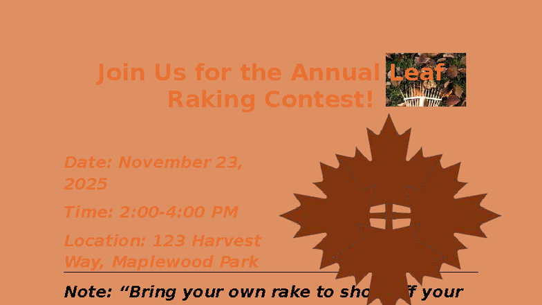 Leaf Raking Contest Gavin Boblits - Join Us for the Annual Leaf Raking ...