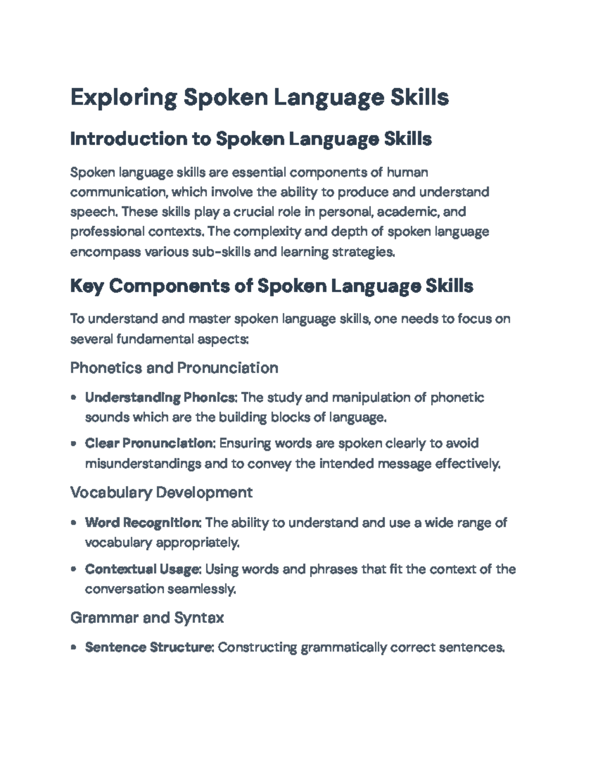 Enhancing Spoken Language Skills: Strategies and Challenges - Exploring ...