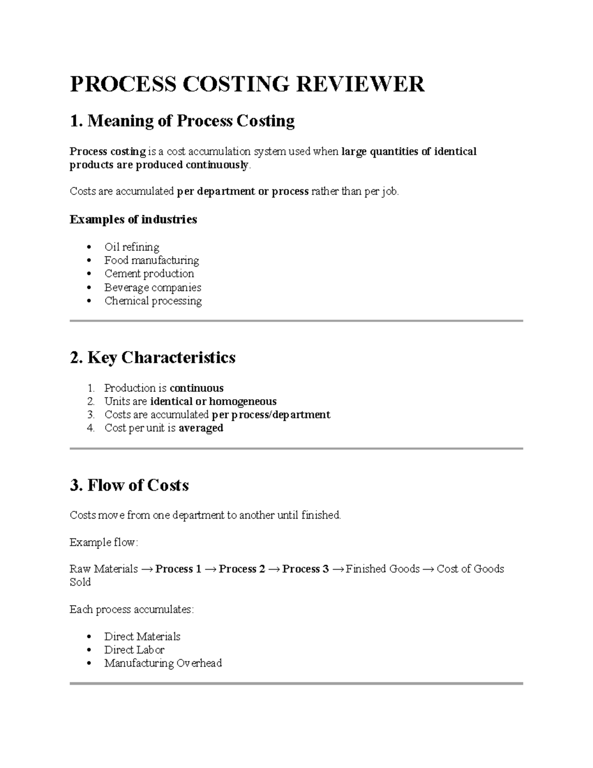 Process Costing Review: Key Concepts & Methods for Exams - Studocu